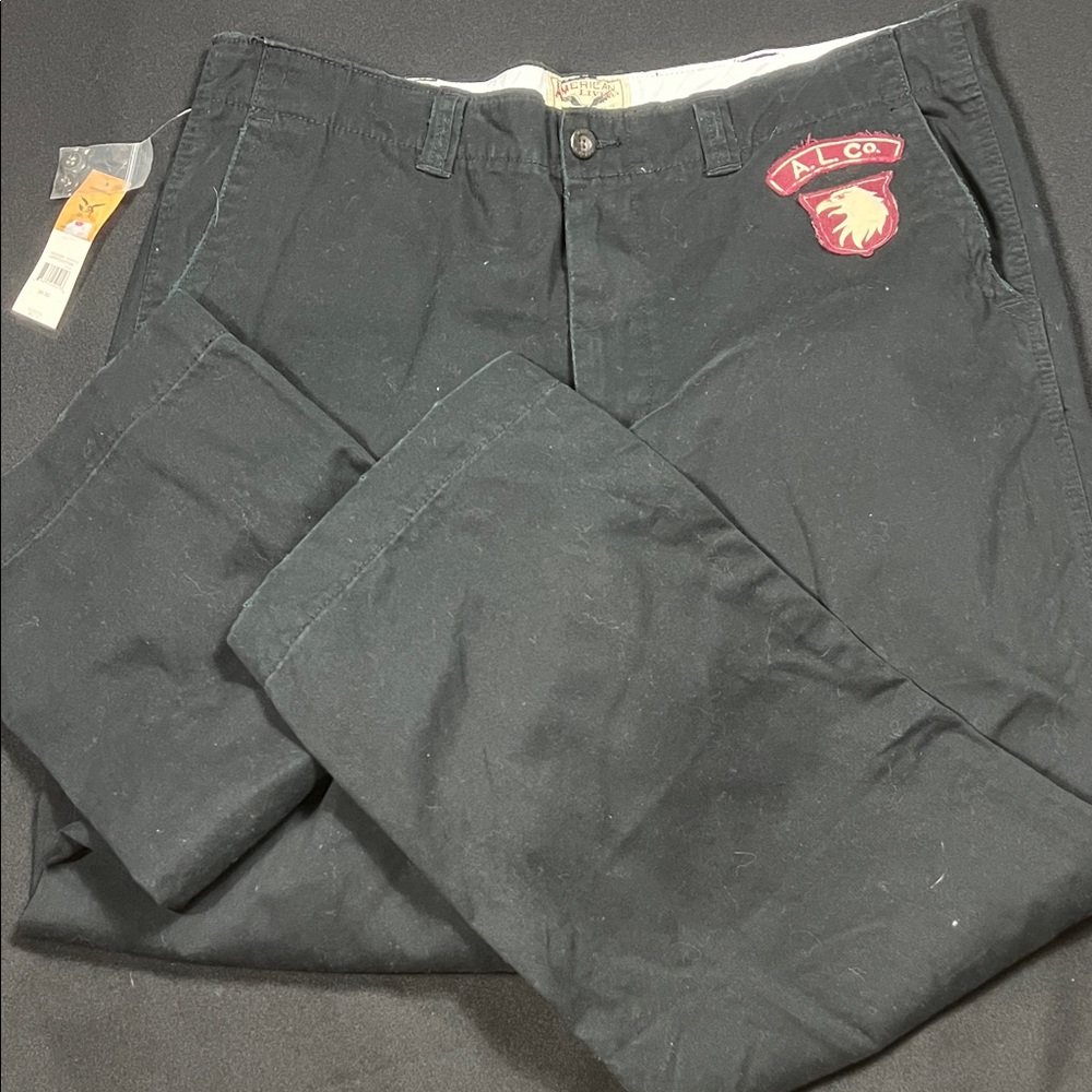 A.L.C. Men's Black Wide Leg Chinos with Logo